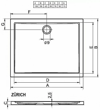 Душевой поддон Riho Zurich 272 100х80 D001014005 белый
