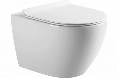 Унитаз подвесной Art&Max OVALE AM011CHR/SC белый, с сиденьем микролифт, безободковый