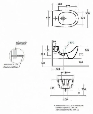 Биде подвесное GLOBO 4ALL MDS09.BI*1