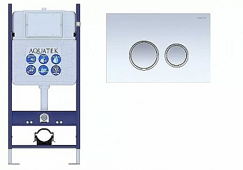 Инсталляция для унитаза Aquatek ECO Standart INS-0000014 с кнопкой KDI-0000028 белая/хром