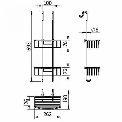 Полка душевая с двумя крючками Langberger Accessories 70164 хром