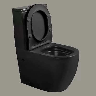 Унитаз CeruttiSpa ORLTER MB CT9866 безободковый, с бачком, с крышкой микролифт, черный матовый