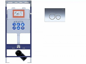 Инсталляция для унитаза Aquatek Easy Fix INS-0000009 с кнопкой KDI-0000018 хром глянцевый