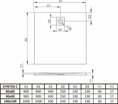 Душевой поддон Radaway Kyntos C antracite HKC100100-64 100x100 серый