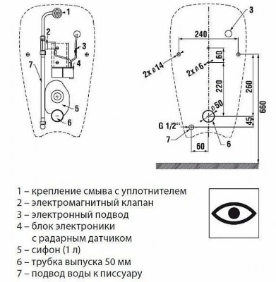 Писсуар с радарным датчиком Jika Golem 8.4307.0