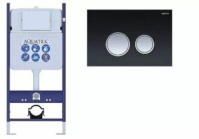 Инсталляция для унитаза Aquatek ECO Standart INS-0000014 с кнопкой KDI-0000029 черная/хром