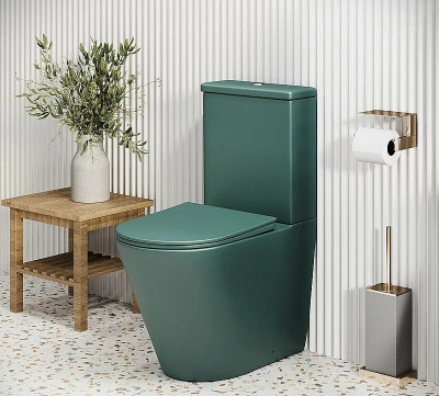 Унитаз Grossman Color GR-4480OLMS безободковый, с крышкой микролифт, с бачком, зеленый матовый