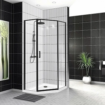 Душевой уголок BelBagno UNO-195-P-1-100-C-NERO 100х100 стекло прозрачное/профиль черный