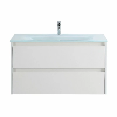 Тумба с раковиной BelBagno KRAFT 100 белая матовая/раковина стеклянная матовая