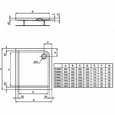 Душевой поддон Ideal Standard Connect Air E105301 100x80