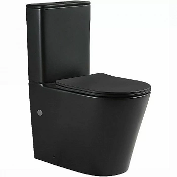 Унитаз-компакт SantiLine SL-5026MB безободковый, слив торнадо, с бачком, с крышкой микролифт, черный матовый