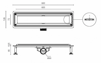 Душевой лоток Ctesi FLOW LINE GOLD 60 BK4024530/1 золото