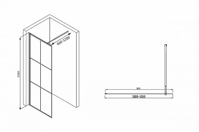 Душевое ограждение ABBER Immer Offen AG62100B8 100 стекло прозрачное/профиль черный