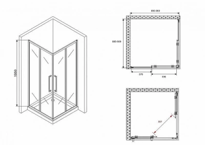Душевой уголок ABBER Schwarzer Diamant AG02090BDTH 90x90 тонированный/профиль черный