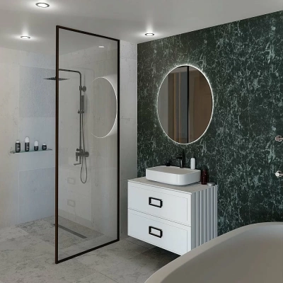 Тумба с раковиной LA FENICE Cubo Bianco TWIN 100 белая, столешница белая/ручки черные