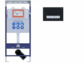 Инсталляция для унитаза Aquatek Easy Fix INS-0000009 с кнопкой KDI-0000031 черная матовая/никель