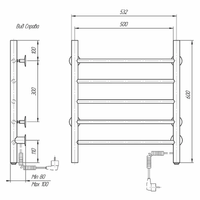 Полотенцесушитель электрический Domoterm Аврора DMT 109-5 50x60 EK хром