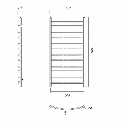 Полотенцесушитель Domoterm Калипсо П12 50x100 хром