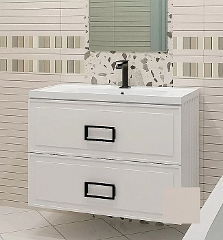 Тумба с раковиной La Fenice Cubo Twin 100 бежевая матовая/ручки черные