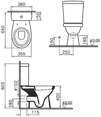 Унитаз напольный Vitra Norm Eisberg 9844B099-7202 с бачком, с крышкой микролифт, белый