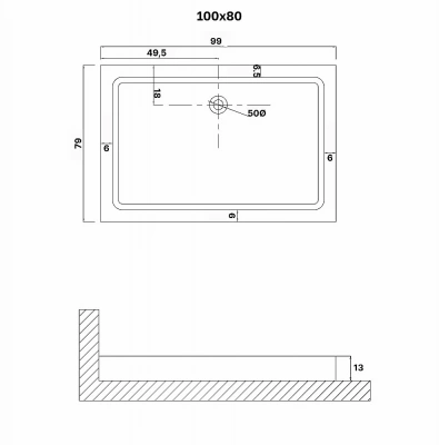 Душевой поддон Niagara Eco NG-P1080-14Q 100х80 белый
