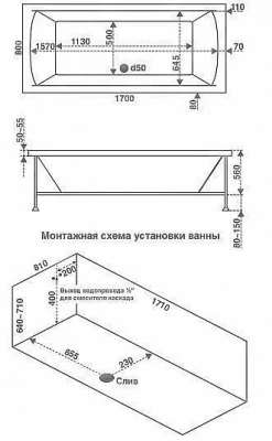 Ванна акриловая BAS Индика 170x80