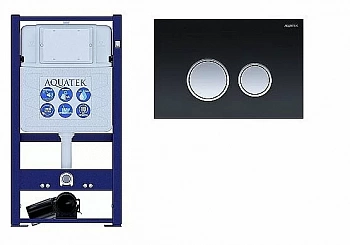 Инсталляция для унитаза Aquatek INS-0000016 с кнопкой KDI-0000029 черная/хром