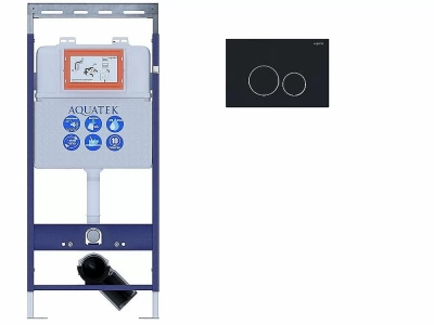 Инсталляция для унитаза Aquatek Easy Fix INS-0000009 с кнопкой KDI-0000020 черная матовая/хром