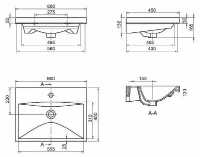 Тумба с раковиной BelBagno MARINO-CER 2C SO 60 Rovere Grigio