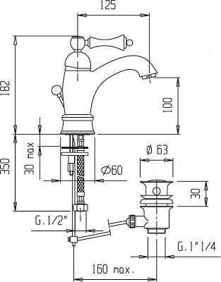 Смеситель для раковины Cezares Margot LSM1-A-01 N хром/ручка черная