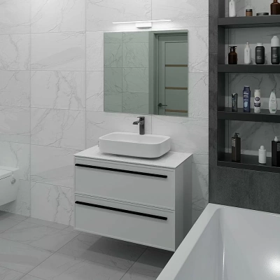 Тумба с раковиной LA FENICE Elba Bianco TWIN 80 белая/столешница белая