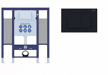Инсталляция для унитаза Aquatek INS-0000015 с кнопкой KDI-0000012 черная матовая