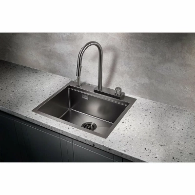 Мойка кухонная Milacio Denia 57 Steel MC.77409 вороненая сталь