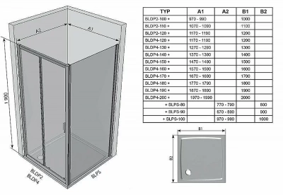 Душевой уголок Ravak Blix BLDP2+BLPS 110х80 профиль белый/матовое стекло