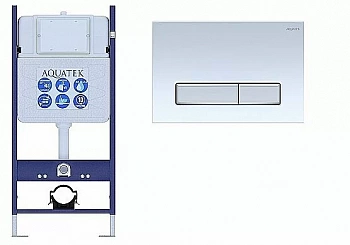 Инсталляция для унитаза Aquatek ECO Standart INS-0000014 с кнопкой KDI-0000022 белая/никель