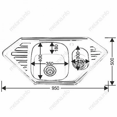 Мойка кухонная с сифоном Melana 222 C t (*7)