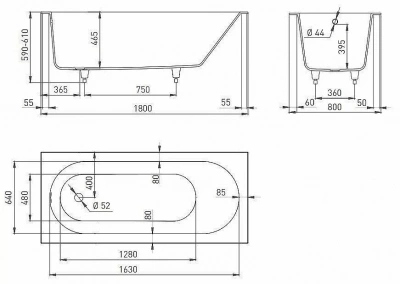 Ванна Salini ORNELLA S-Sense 102312M 180x80 матовая