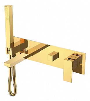 Смеситель для ванны Boheme Qubic 474-2-G золото