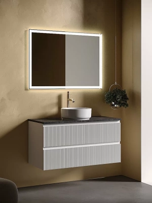 Тумба с раковиной Sancos SNOB R 100 со столешницей, белая матовый