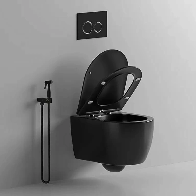 Унитаз подвесной CeruttiSpa OGLIO Aria MB CT9239 безободковый, с крышкой микролифт, черный матовый