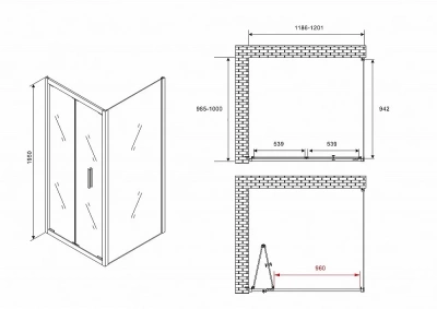 Душевой уголок ABBER Sonnenstrand AG07120B-S100B черный/прозрачный
