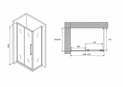 Душевой уголок ABBER Schwarzer Diamant AG30110MH-S80M 110x80 стекло матовое/профиль хром