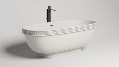 Ванна Salini GRECA MEANDER S-Stone 180x80 белая матовая с декором