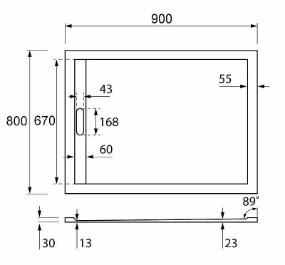 Душевой поддон Cezares TRAY AS-AH 90x80 белый