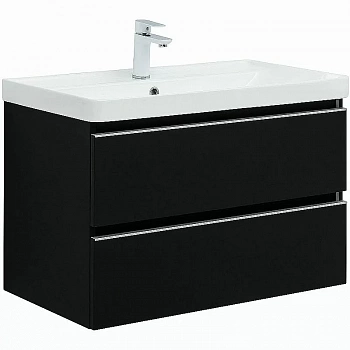 Тумба Aquanet Вега 80 329597 с раковиной Ирис 80 301805 черная