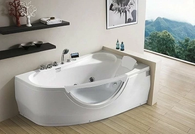 Ванна акриловая Gemy Glass Panel G9046 II O 171х100 белая с гидромассажем