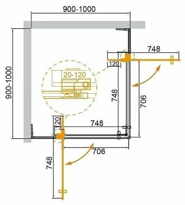Душевой уголок Cezares Slider A-2-90/100 хром тонированный