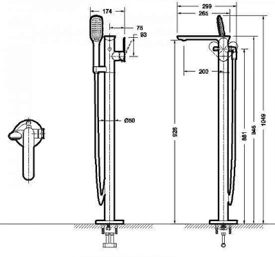 Смеситель для ванны Bravat GINA F665104C-B3-ENG