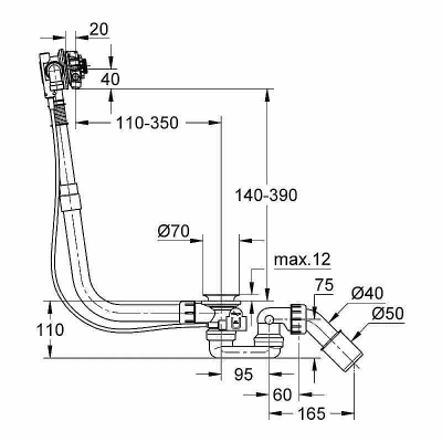 Слив перелив для ванны Grohe Talentofill 28991000