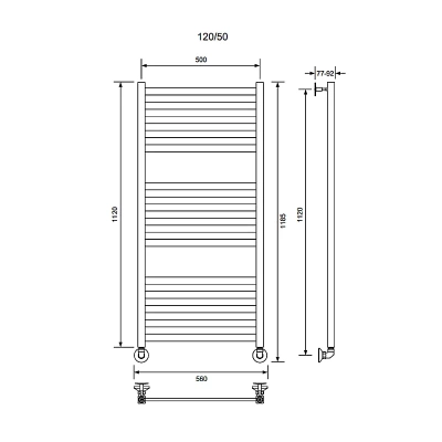 Полотенцесушитель водяной Veconi Vero-B V12050GR-B графит